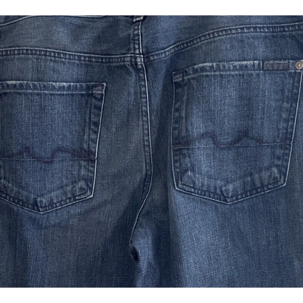 7 For All Mankind Austyn Relaxed Straight Mens Jeans Size 33X34 Dark Blue Zip - Picture 4 of 7